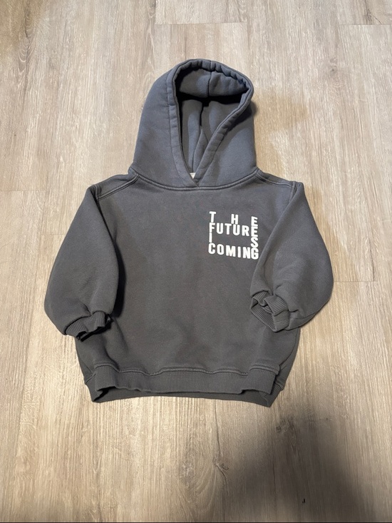 Zara Other - Zara Dark Gray Hoodie with 'The Future Is Coming' White Graphic